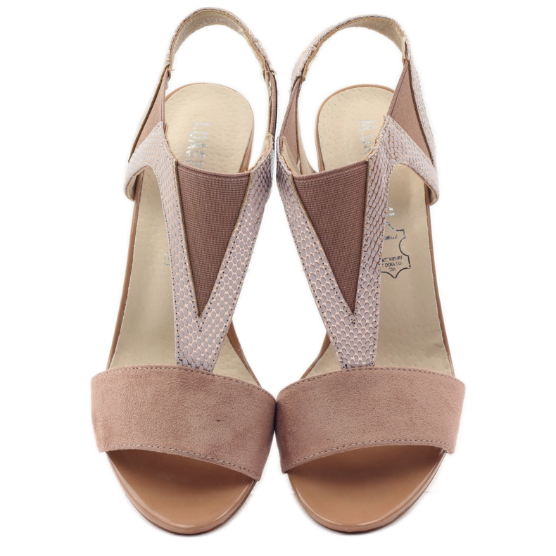 M.Daszyński Kožne sandale Daszyński roze ružičasta 4