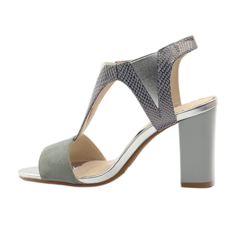 M.Daszyński Kožne sandale Daszyński sive siva 2