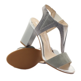 M.Daszyński Kožne sandale Daszyński sive siva 3