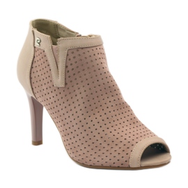 M.Daszyński Ažurne čizme s kožnim umetkom Daszyński ružičasta 1