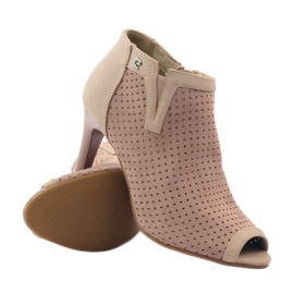 M.Daszyński Ažurne čizme s kožnim umetkom Daszyński ružičasta 3