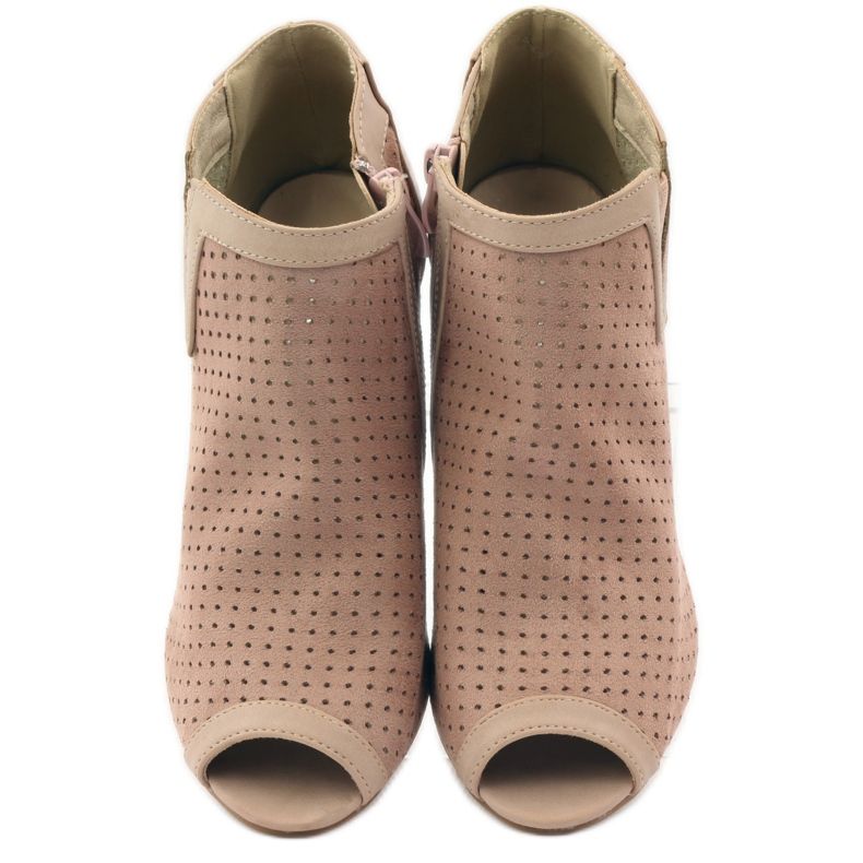 M.Daszyński Ažurne čizme s kožnim umetkom Daszyński ružičasta 4