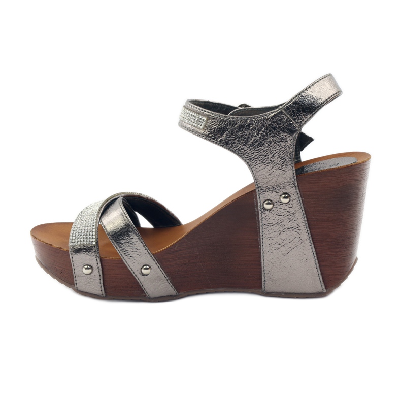 M.Daszyński Sandale na klin Daszyński sa kubičnim cirkonima siva 2