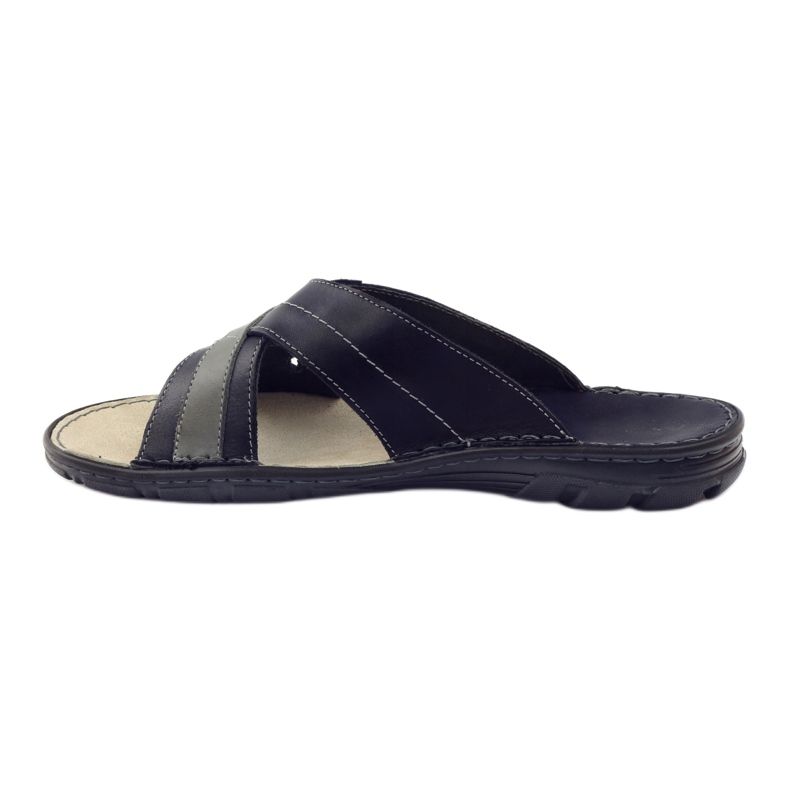 Muške kožne papuče Naszbut 055, tamnoplave plava 2