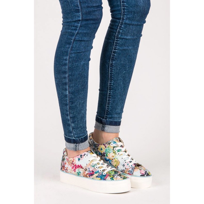 Yes Mile Vezane tenisice s cvijećem raznobojna 1