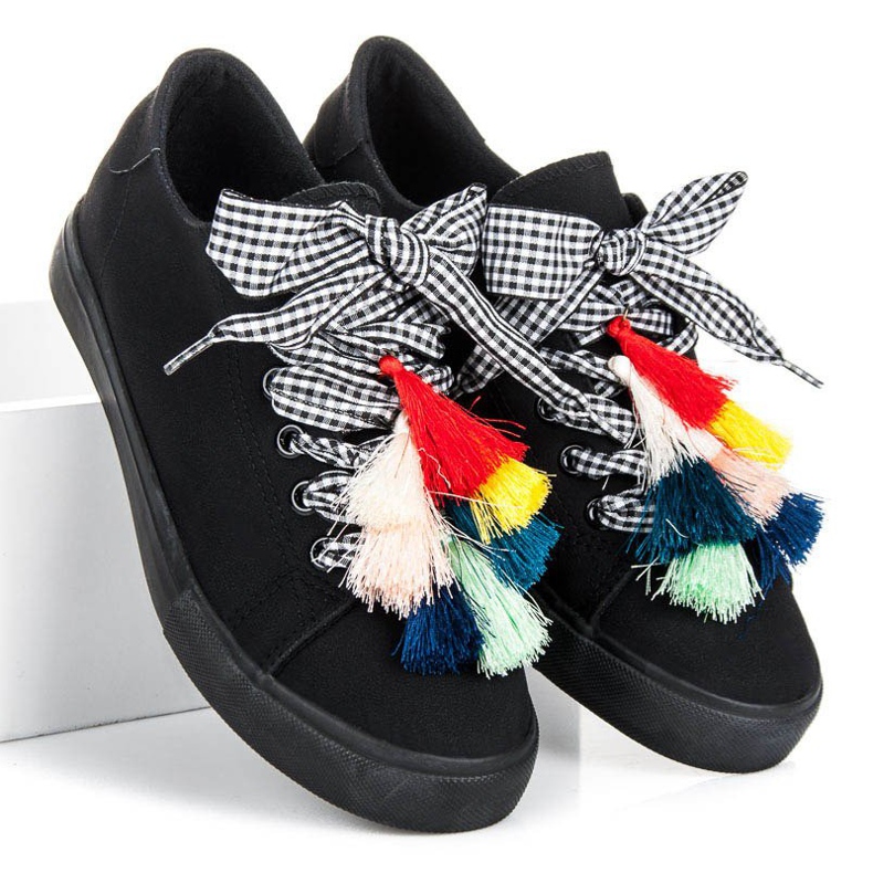 Ideal Shoes Crne tenisice s resama crno 1