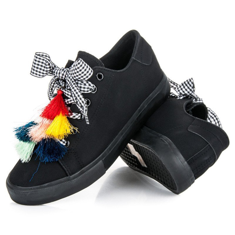 Ideal Shoes Crne tenisice s resama crna 2