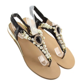 Sandale sa crnim perlama D580 crne crno 2