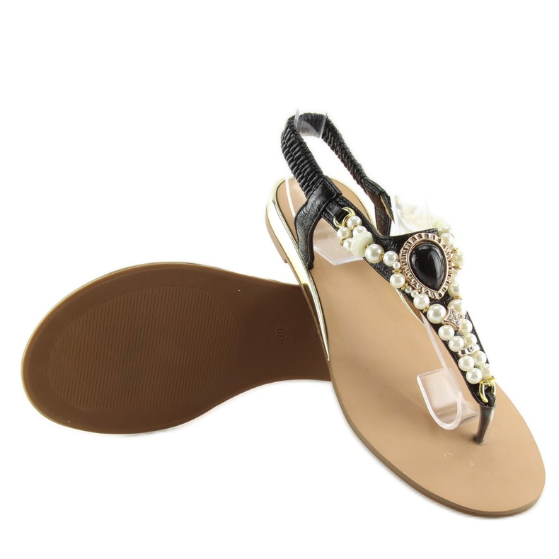 Sandale sa crnim perlama D580 crne crno 1