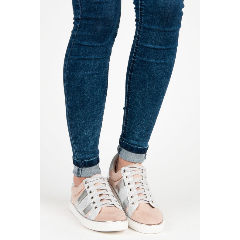 Kylie Vezane modne tenisice ružičasta siva 1