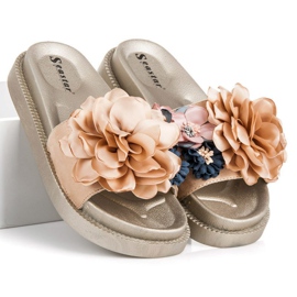 Seastar Cvijeće ženske papuče žuta boja 1