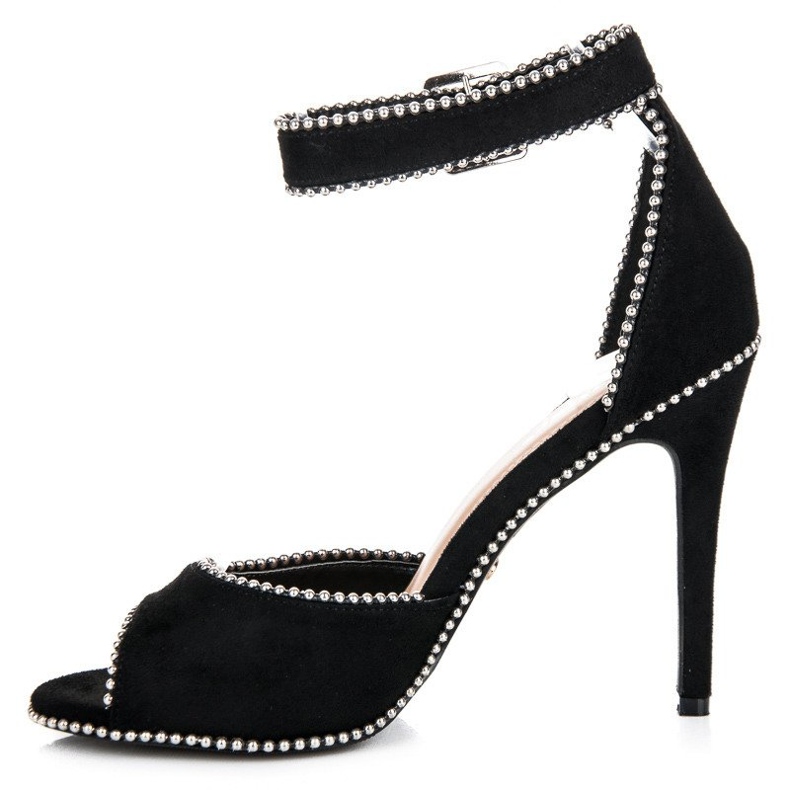 Seastar Sandale od antilopa na visokoj potpetici crno 1