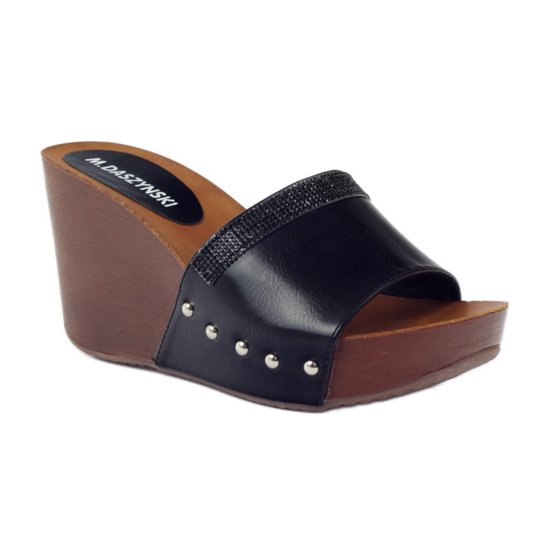 M.Daszyński Daszyński klin papuče s kubnim cirkonijem crno 1