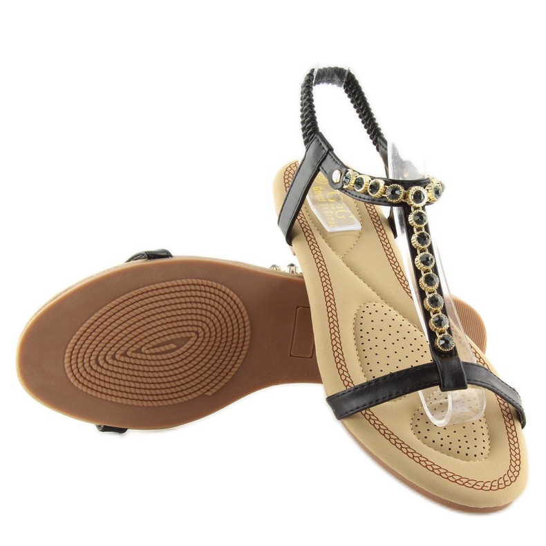 Crne sandale sa kubičnim cirkonima AS10875 Crna 1