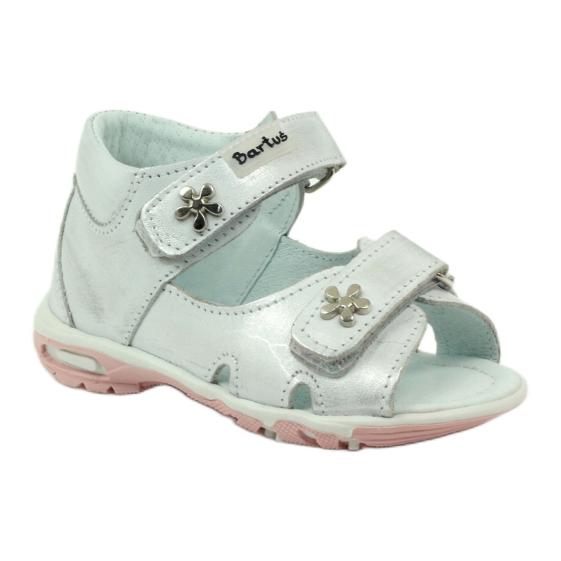 Bartuś fleksibilne sandale za djevojke za srebrno-metalni čičak srebro 1
