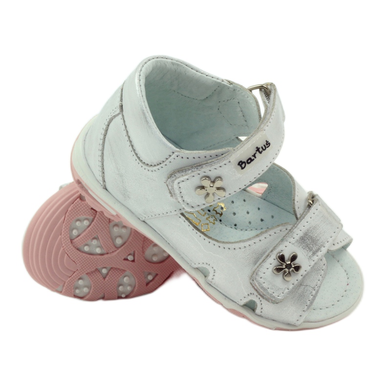 Bartuś fleksibilne sandale za djevojke za srebrno-metalni čičak srebro 3