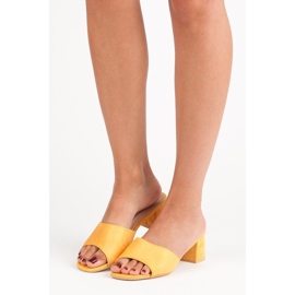 Renda Sandale na visoku petu od antilopa žuta boja 1