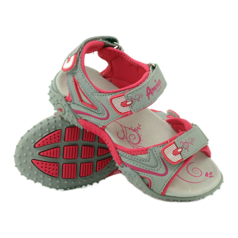 American Club Sandale s američkim kožnim umetkom 8580 raznobojna siva 3