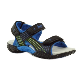 American Club Sandale s američkim kožnim umetkom 5261 crno plava zelena 1