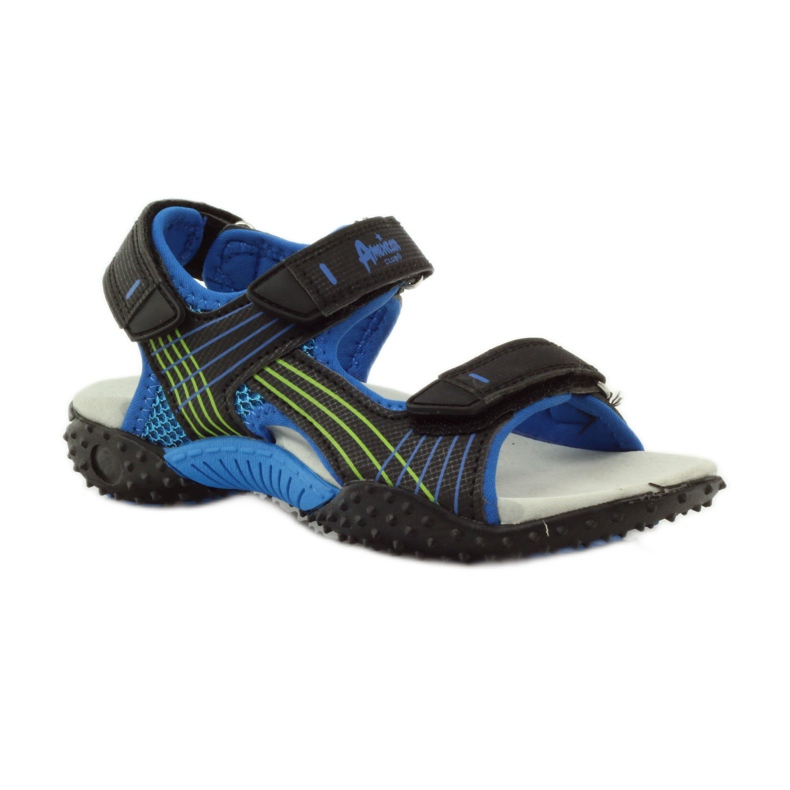 American Club Sandale s američkim kožnim umetkom 5261 crna plava zelena 1