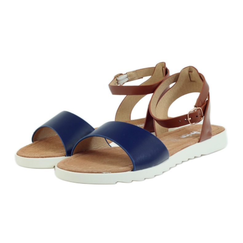 American Club American 170621 sandale s kožnim uloškom smeđa tamnoplava 3