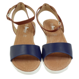 American Club American 170621 sandale s kožnim uloškom smeđa mornarsko plava 4