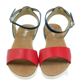 American Club American 170621 sandale s kožnim uloškom crvena mornarsko plava 3