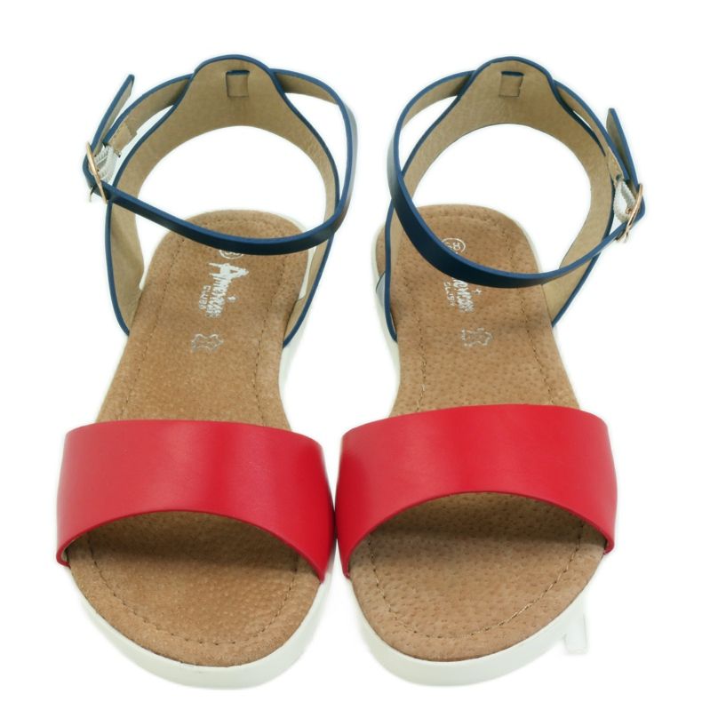 American Club American 170621 sandale s kožnim uloškom crvena tamnoplava 3