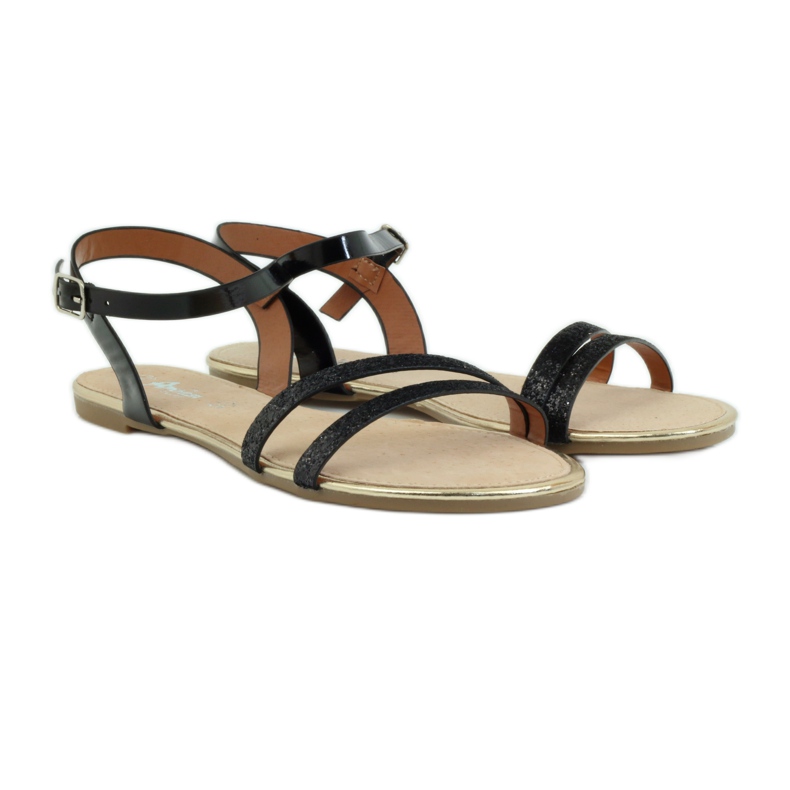 American Club Crne američke 052 svjetlucave sandale crna 3