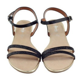 American Club Crne američke 052 svjetlucave sandale crno 4