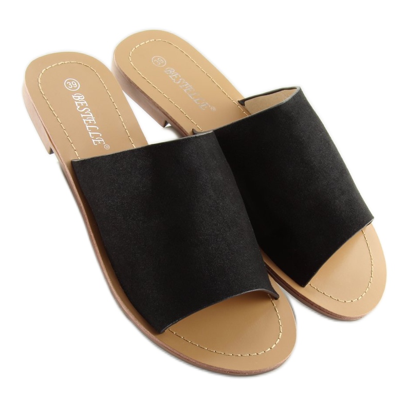 H8-116 crne ravne crne papuče crno 2