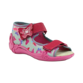 Befado 242p077 sandale s kožnim umetkom ružičasta siva 1