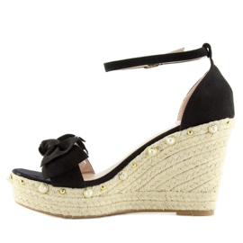 Crne sandale espadrile na klin L2668 crno 2