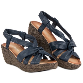 Slip-on sandale na klin plava 1