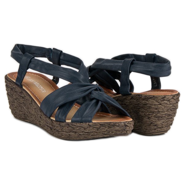 Slip-on sandale na klin plava 2