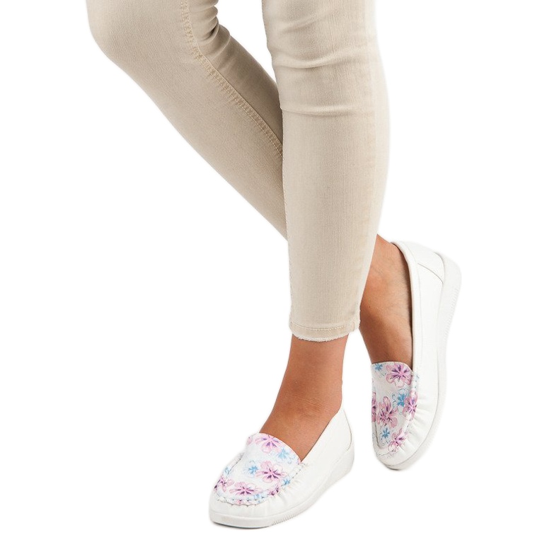 Tullo Bijele mokasine s cvijećem bijela 2