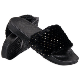 Erynn Crne papuče s krznom crna 1