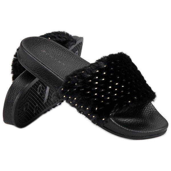 Erynn Crne papuče s krznom crna 1
