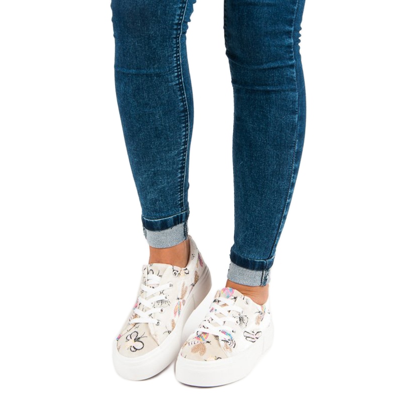 Kylie Velur tenisice na platformi bež 1