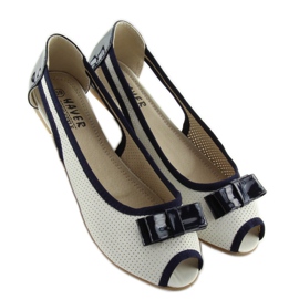 Bijele balerinke s otvorenim prstima D314 BIJELI / NAVY bijela 1