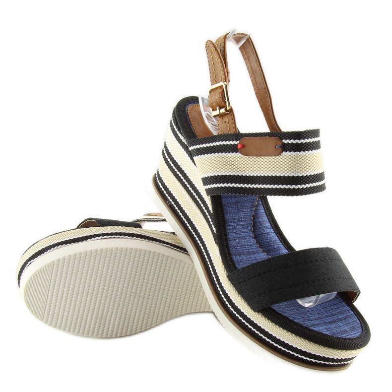 Crne sandale na klin potpetice D-37 crne crno 2