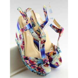 Satenske sandale na klin 903 plave plava 1