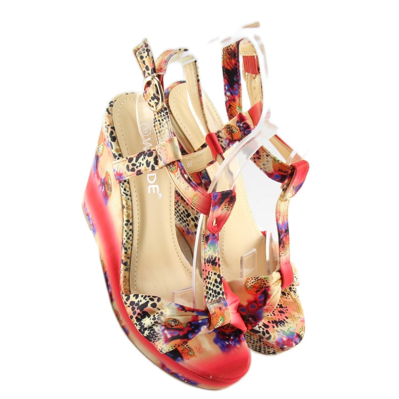 Satenske sandale na klin 903 crvene crvena 1