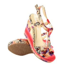 Satenske sandale na klin 903 crvene crvena 2