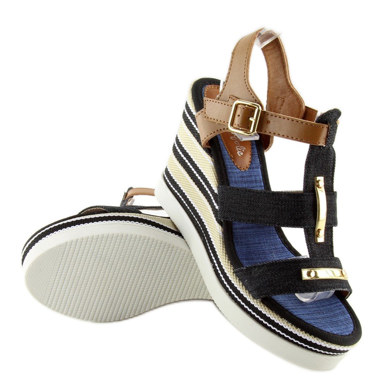 Crne YQ05 Crne sandale na klin crna 1