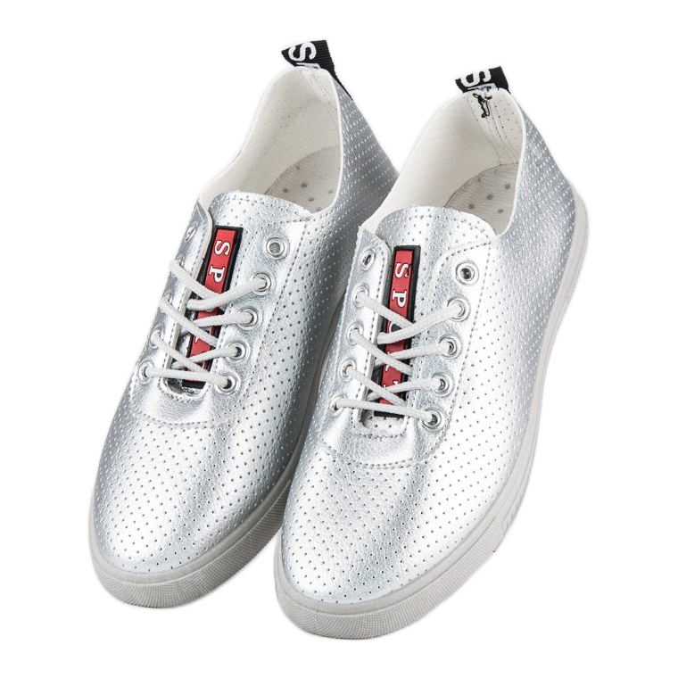 Srebrne tenisice s ažurom siva 2