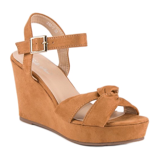 Bello Star Smeđe sandale na klin smeđa višebojan 1