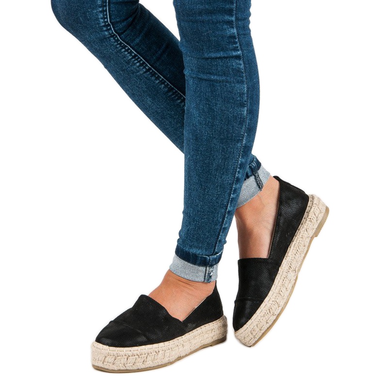 Slip-on espadrile na platformi crna 2
