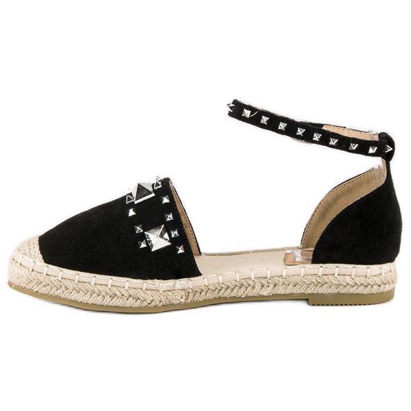 Ravne sandale espadrile crno 2