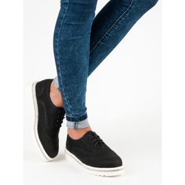 Ideal Shoes Crne cipele na vezanje crno 2